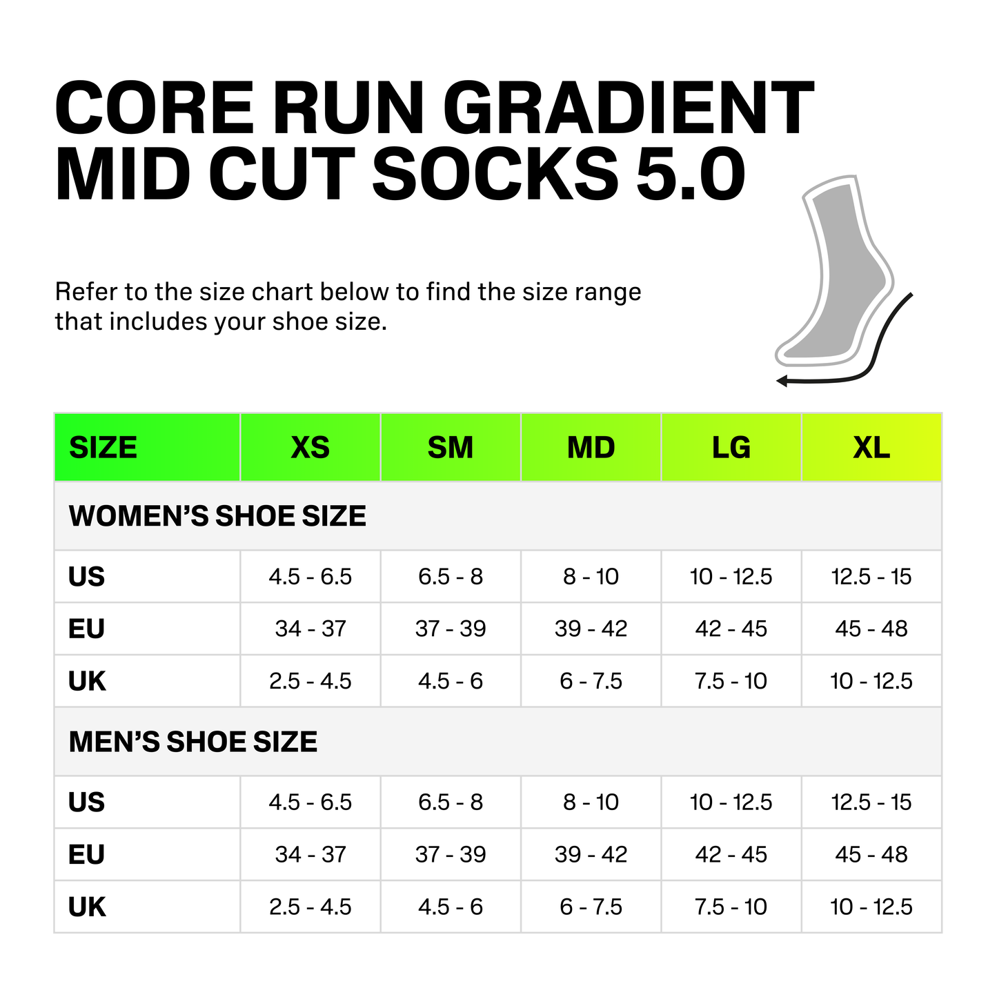 Core Run Gradient Mid Cut Socks, Unisex