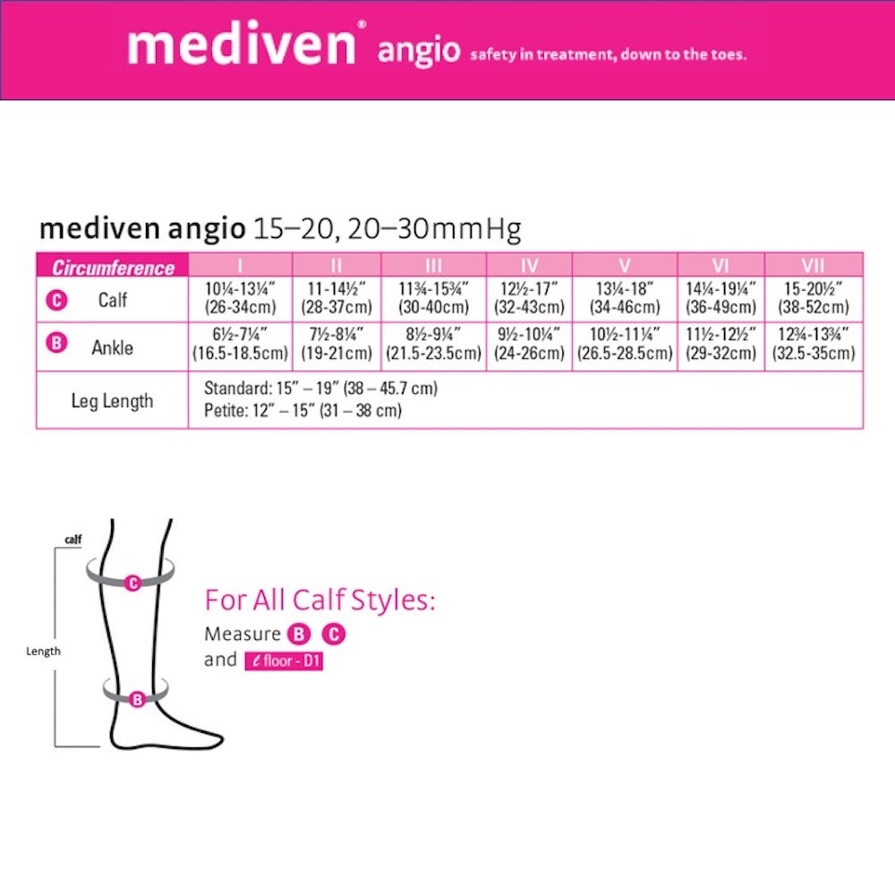mediven angio 15-20 mmHg calf closed toe