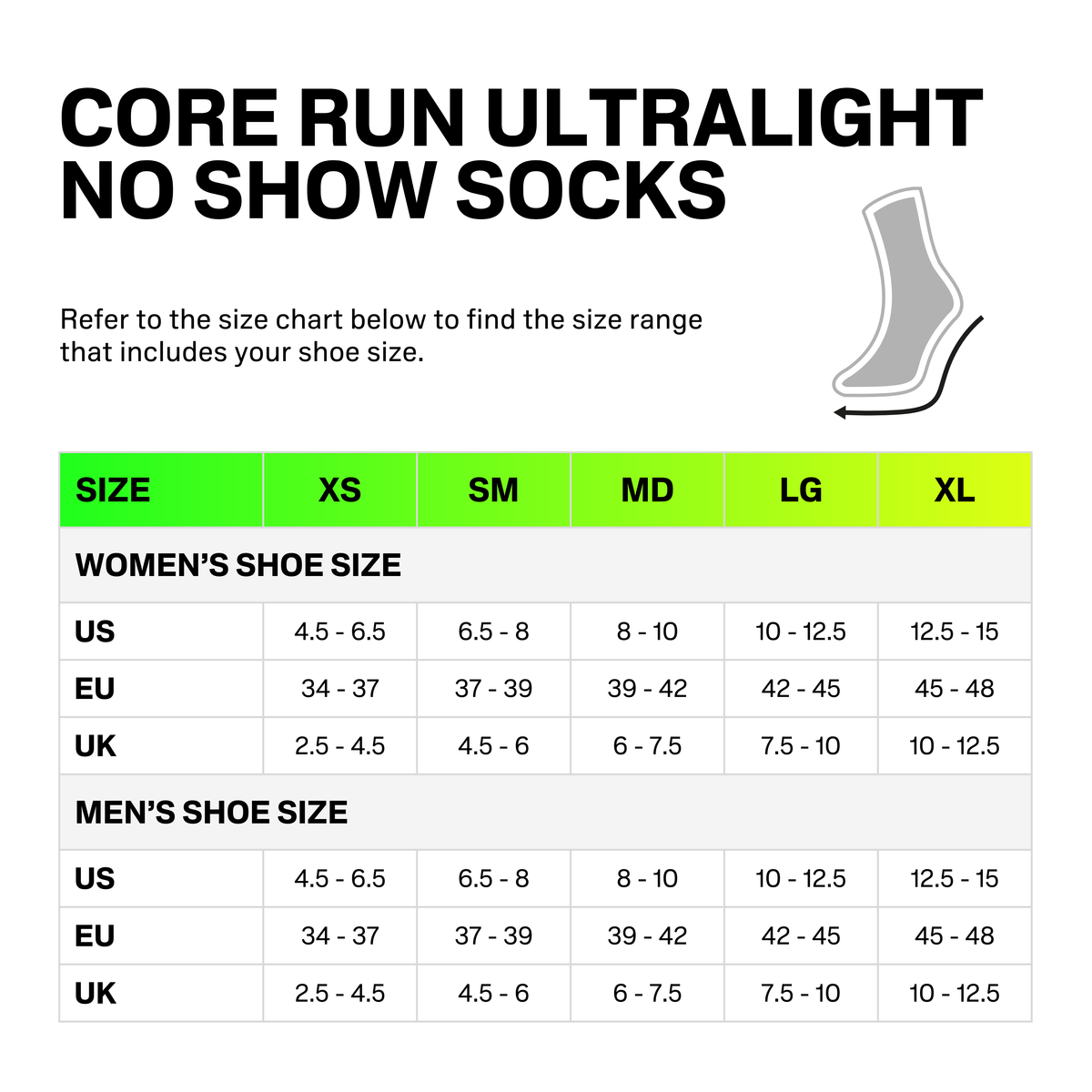 Core Run Ultralight No Show Socks